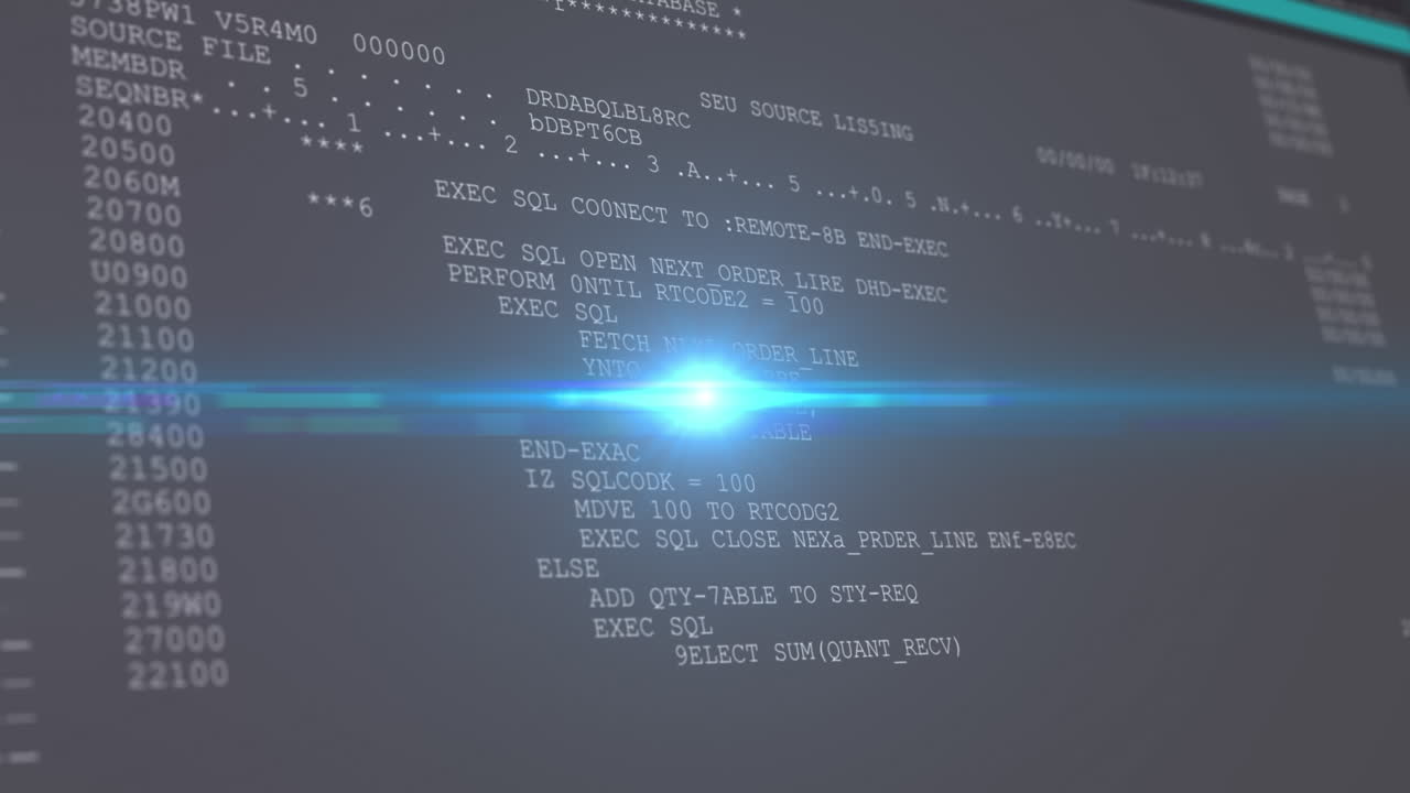 Animation of data processing over screen