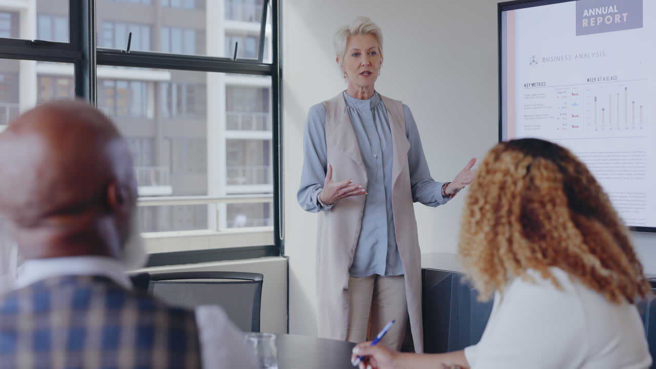 Presentation, CEO or senior business woman