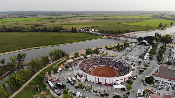 4K Drone footage of a bullfight ring in Portugal