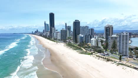 the iconic gold coast beach front, luxury apartments looking out over the golden sands of sufers paradise, queensland, australia