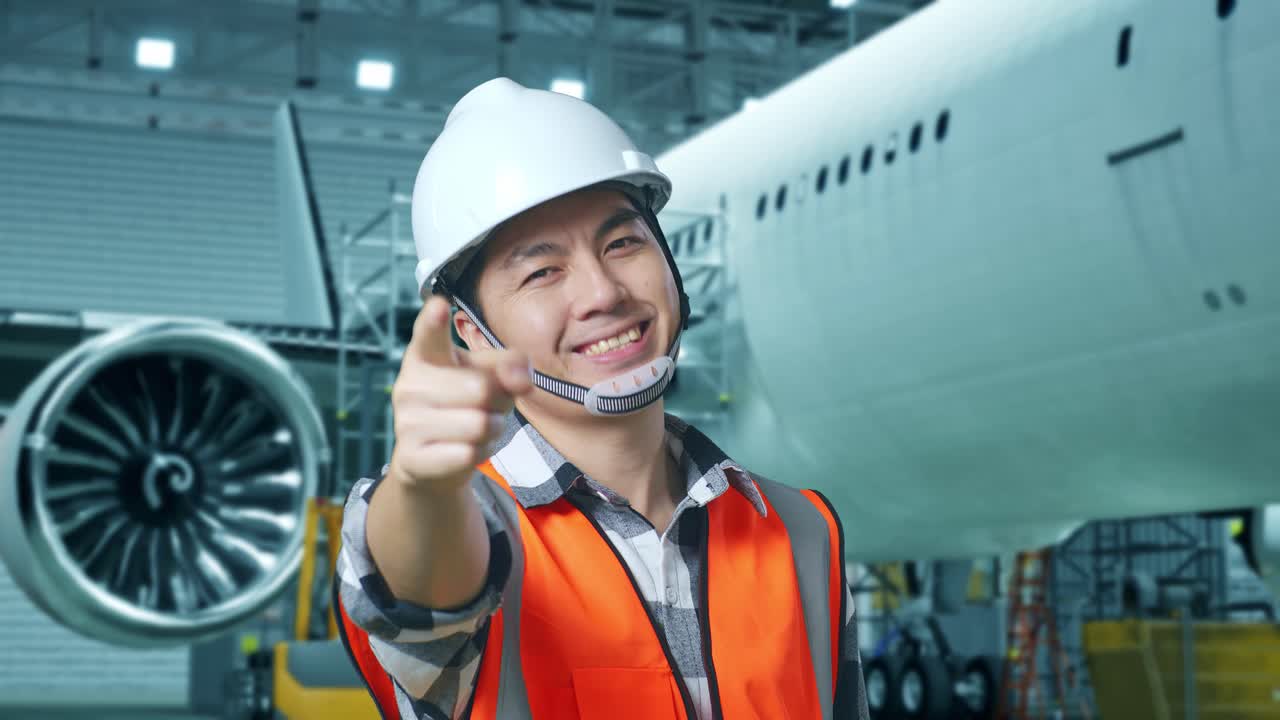 웃는 항공기 유지 보수 엔지니어