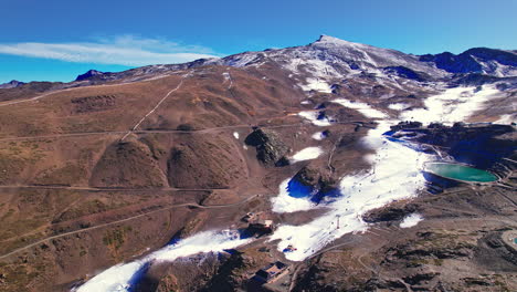 peak of mountain range, sierra nevada in spain. aerial drone view