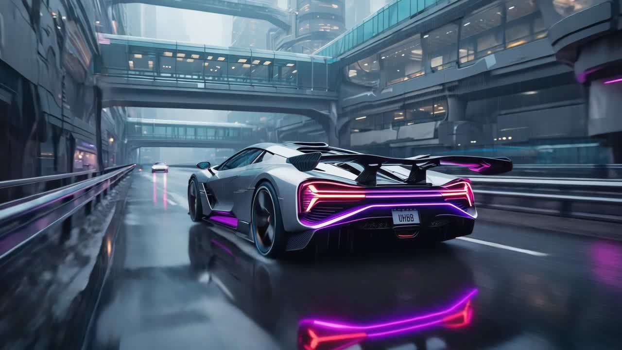 Futuristic Car in a Cyberpunk City