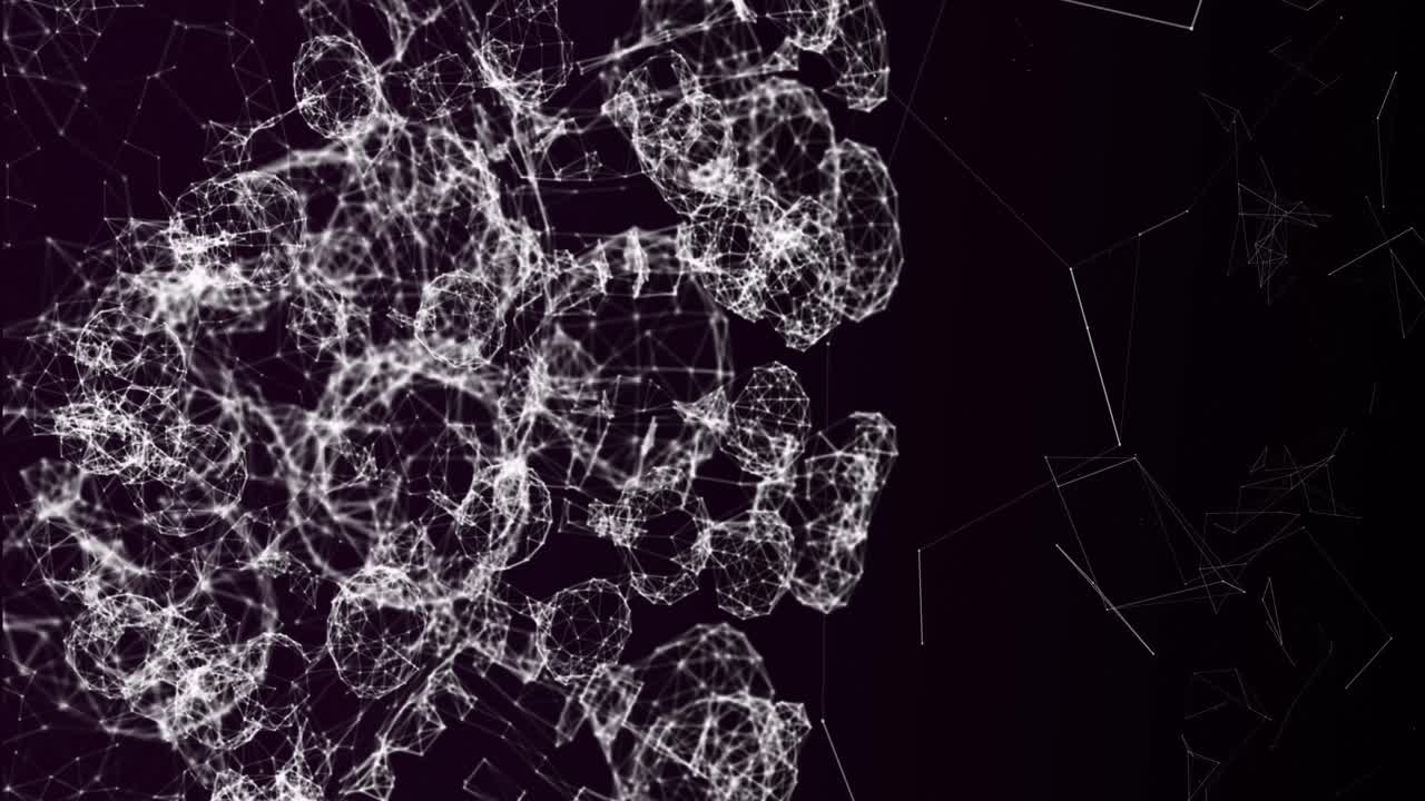 Animation of network of connections with human brain and network of connections