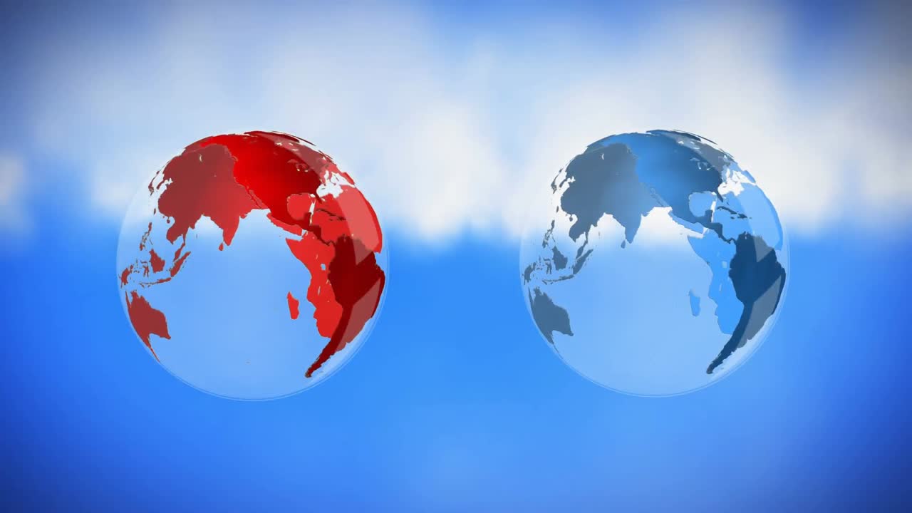 빨간색과 파란색 지구