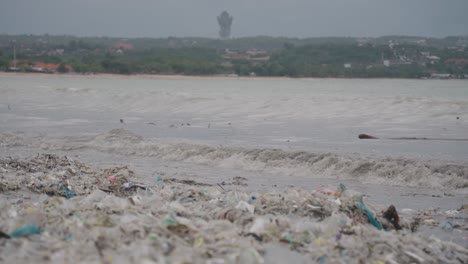 plastic pollution on a beach in bali