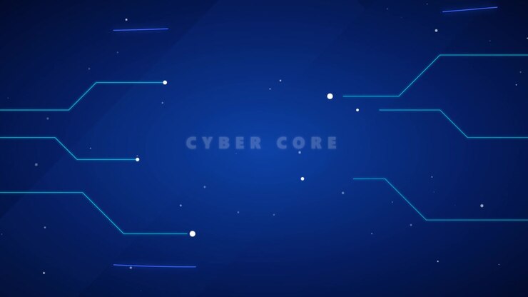 Sfondo digitale astratto con testo Cyber Core e linee di circuito