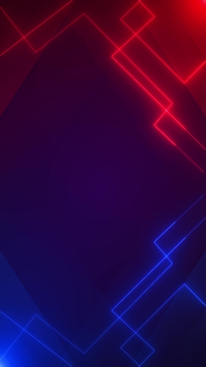 Linee neon astratte cremisi e cobalto, angoli geometrici netti, accenti di bordo luminosi, testo centrale scuro