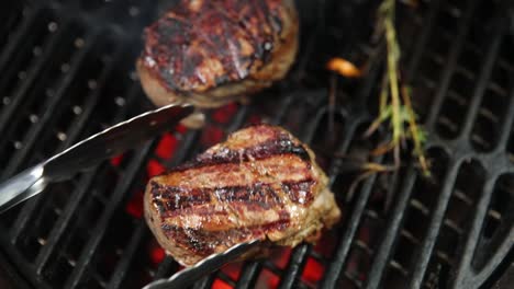 grilled steaks on the barbecue