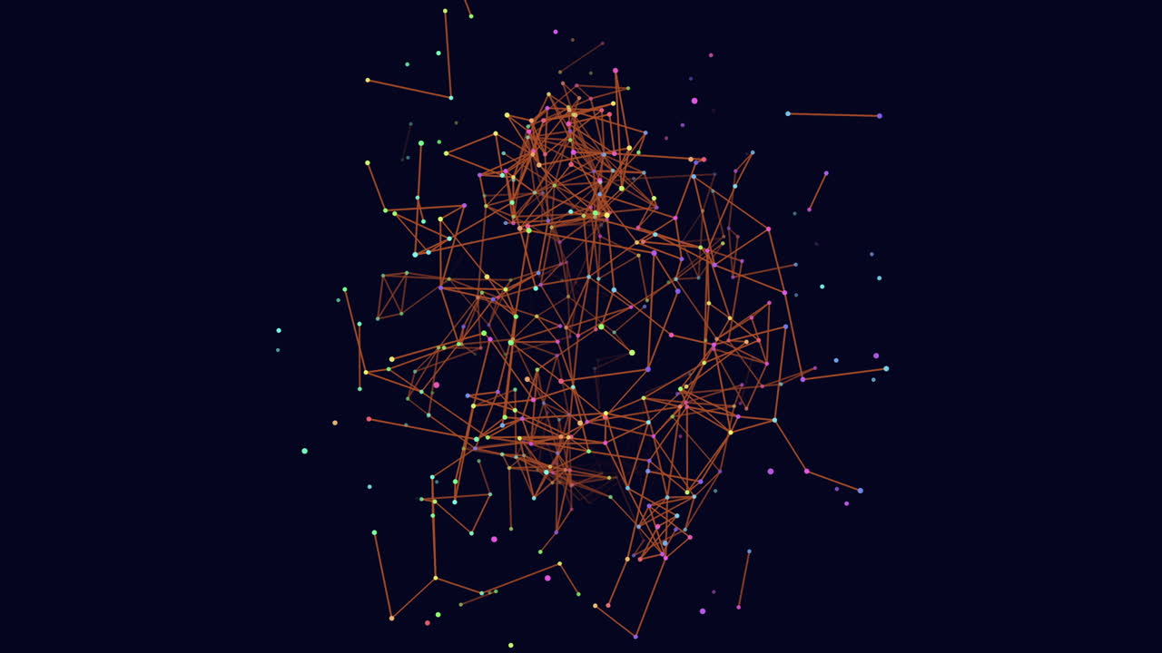 Complex 3d network of interconnected lines and dots