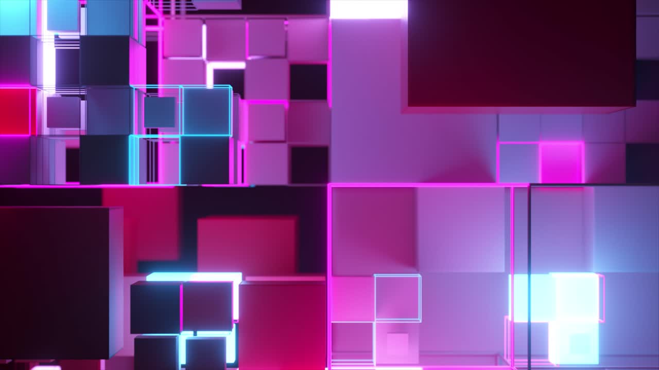 Abstract Neon Geometric Cubes