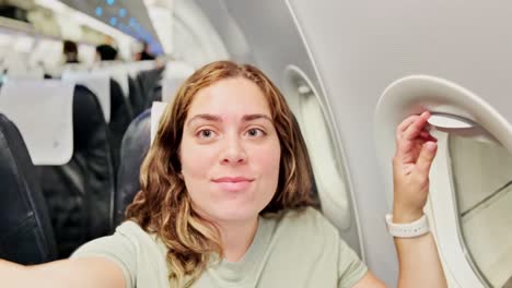 joyful female passenger ready for her flight