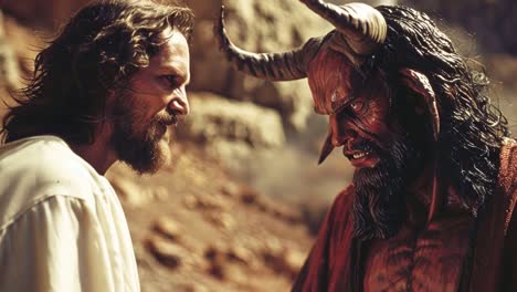 confrontation of good and evil in the desert
