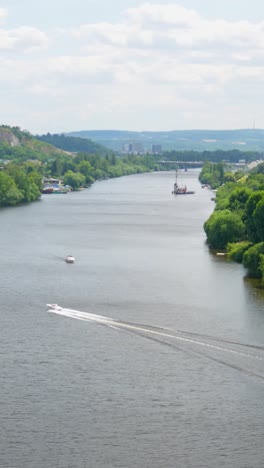 river landscape with boats