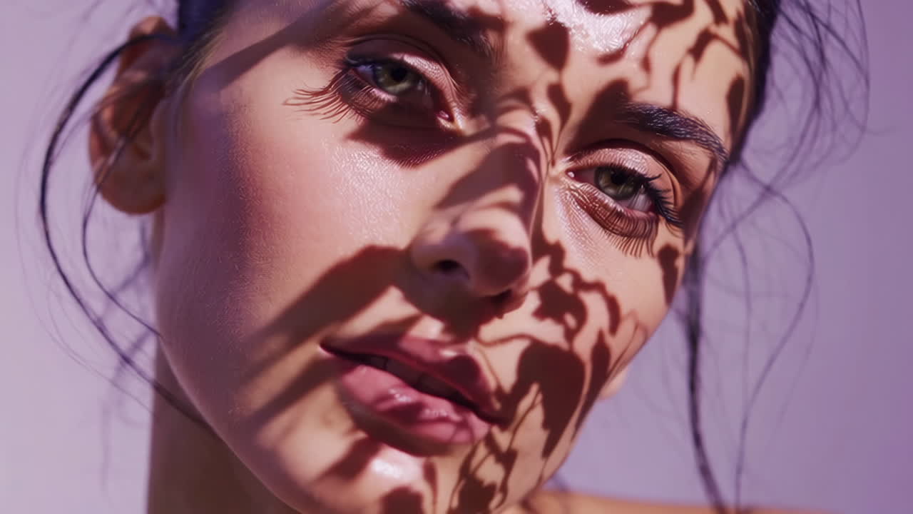 Woman with Floral Shadow Portrait