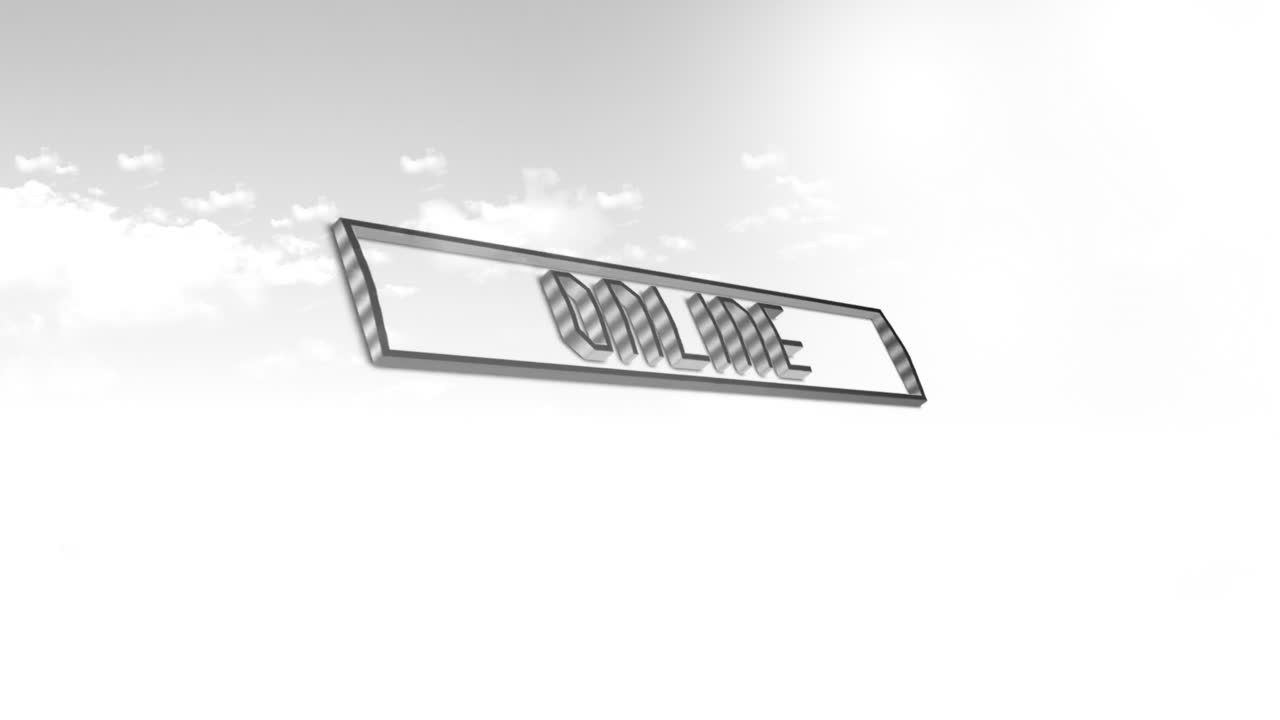 ONLINE text animation over cloudy sky background