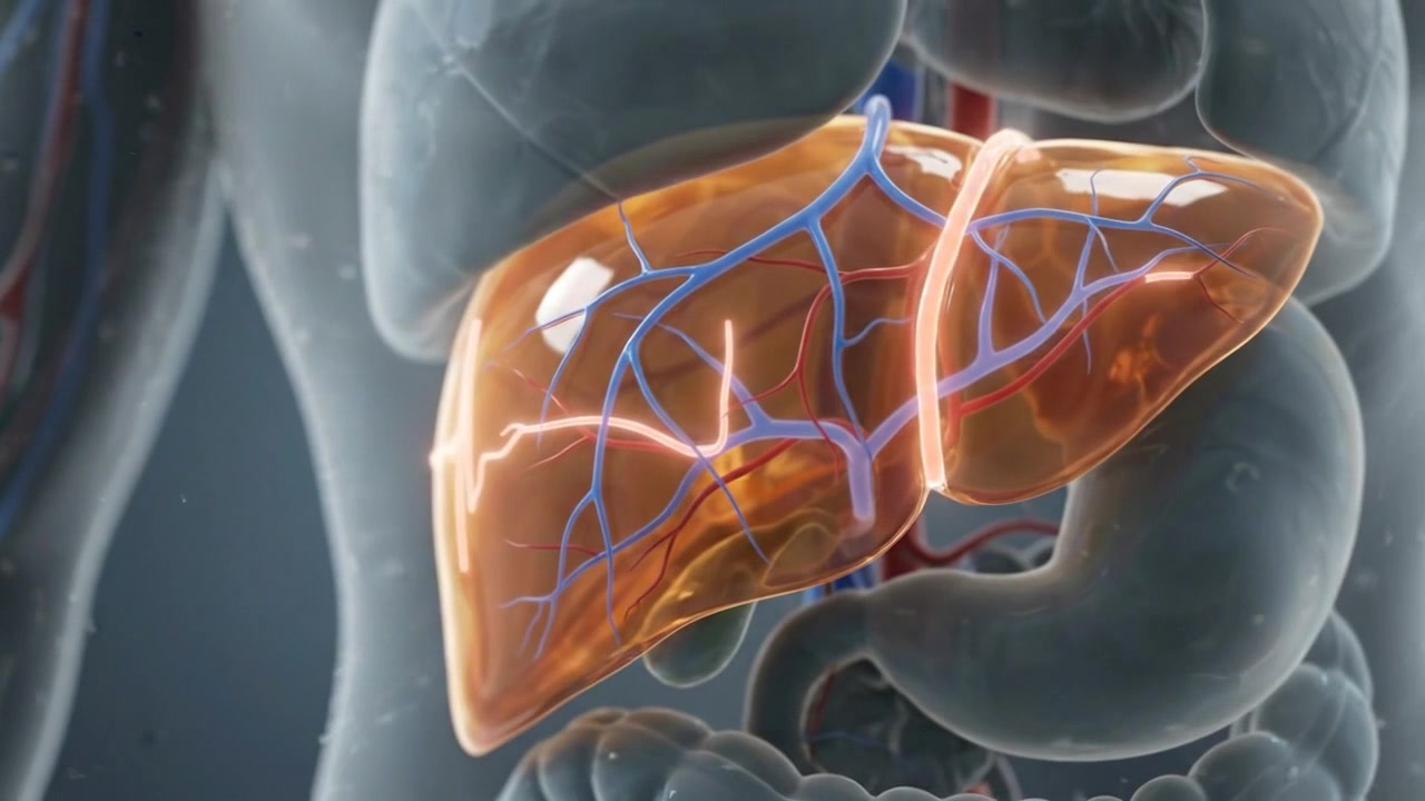 3D Medical Animation of Human Liver Anatomy and Blood Vessels