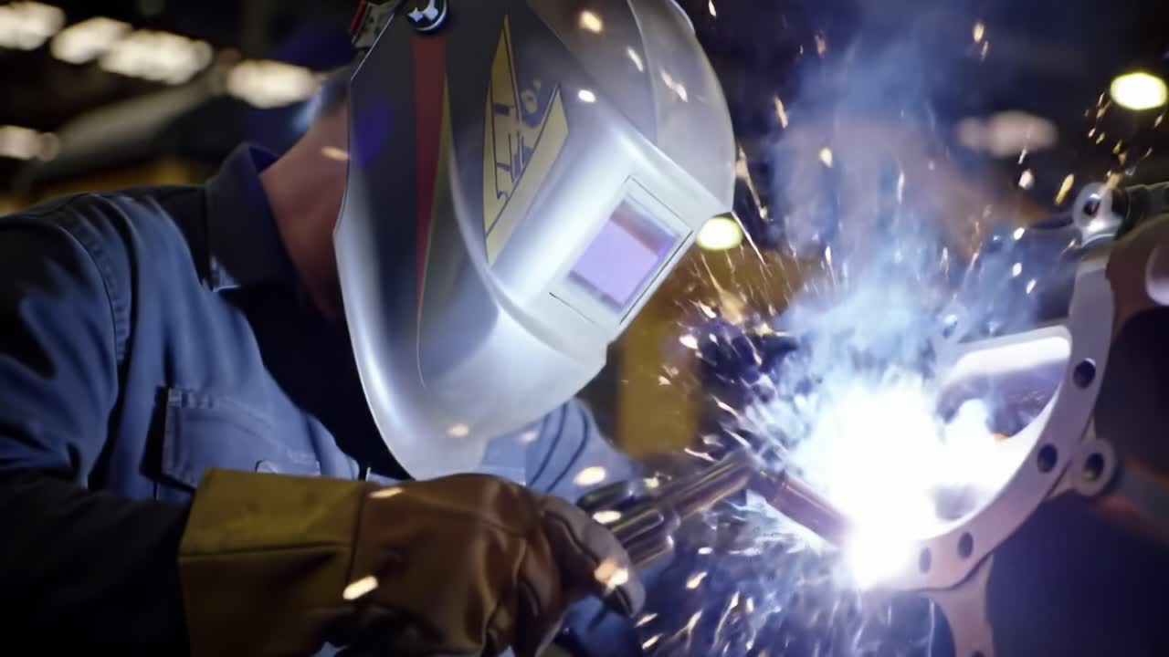 작업 중인 산업 용접기