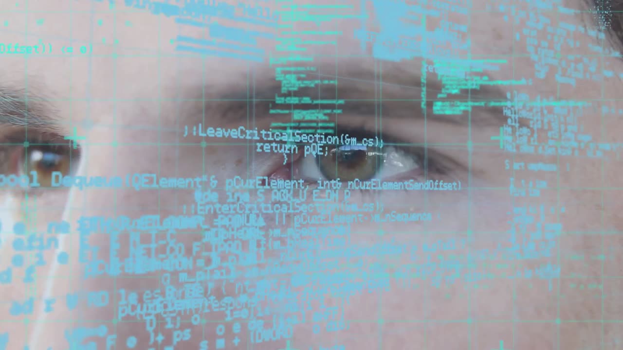 animación del procesamiento de datos digitales sobre un empresario caucásico