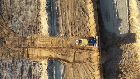 aerial view of bulldozer working on construction site