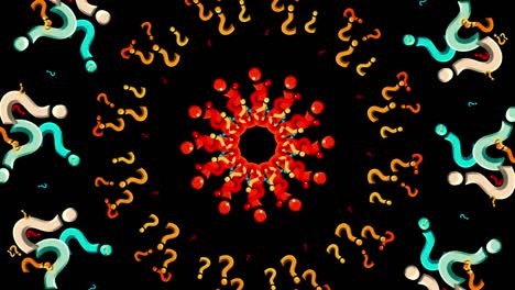 ornament of colorful rotating question marks