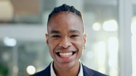 Business-man,-laughing-and-face-in-a-office