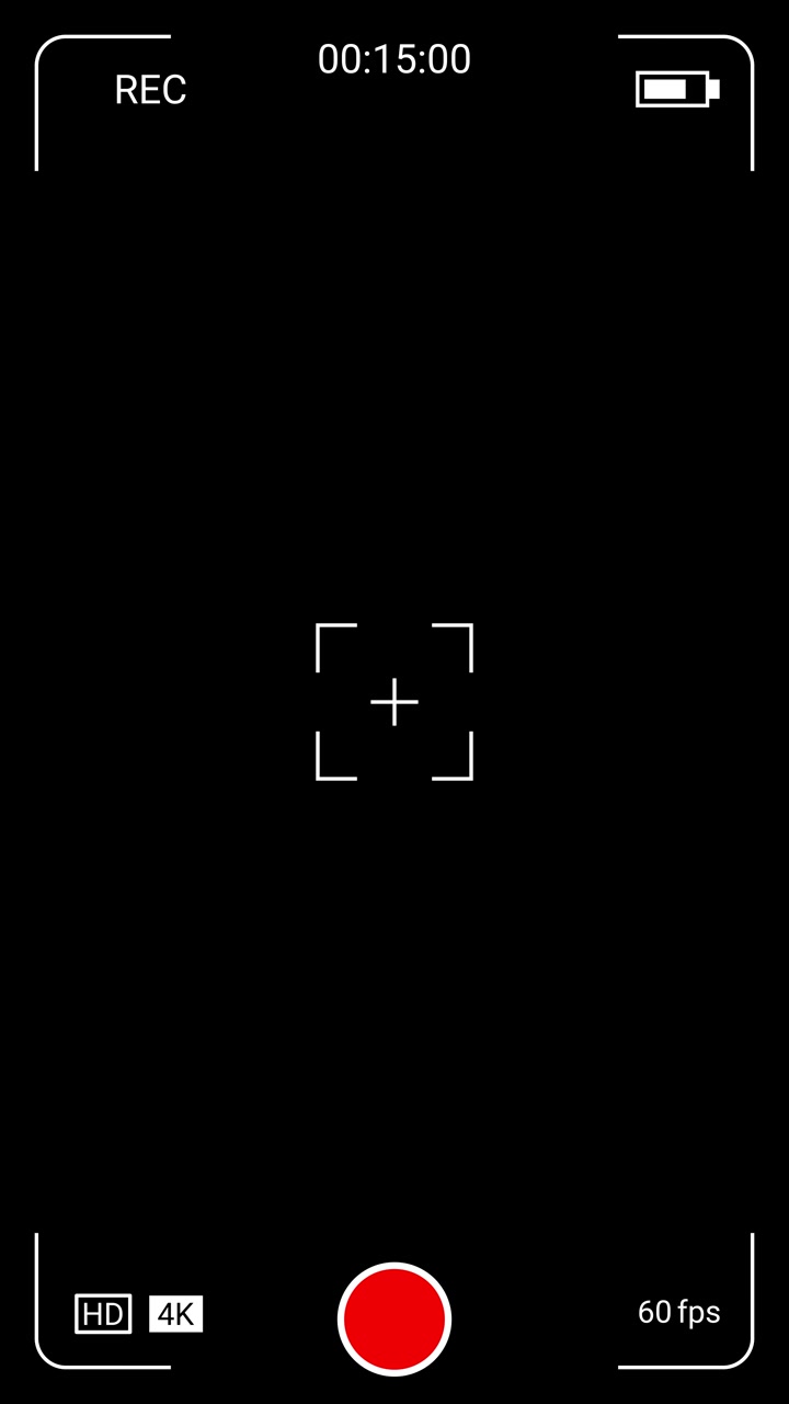 Digital Camera Recording Interface Overlay on Black Background