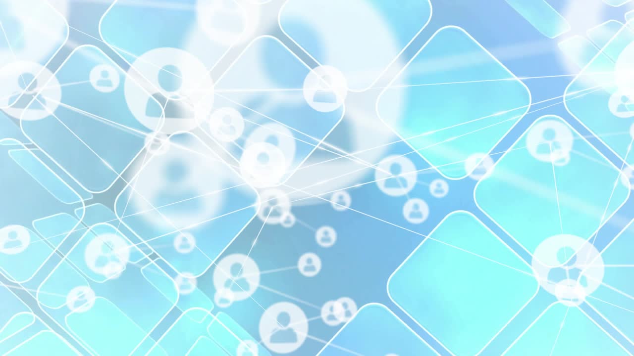 Lens flare pulsing, avatars fading and drifting while lines drawing, forming dense network graphic