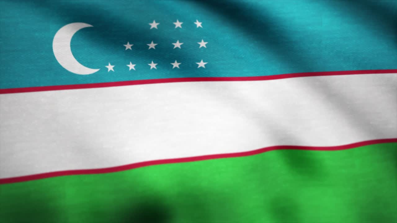 realista y hermosa bandera de uzbekistán. agitando la bandera nacional de uzbekistán