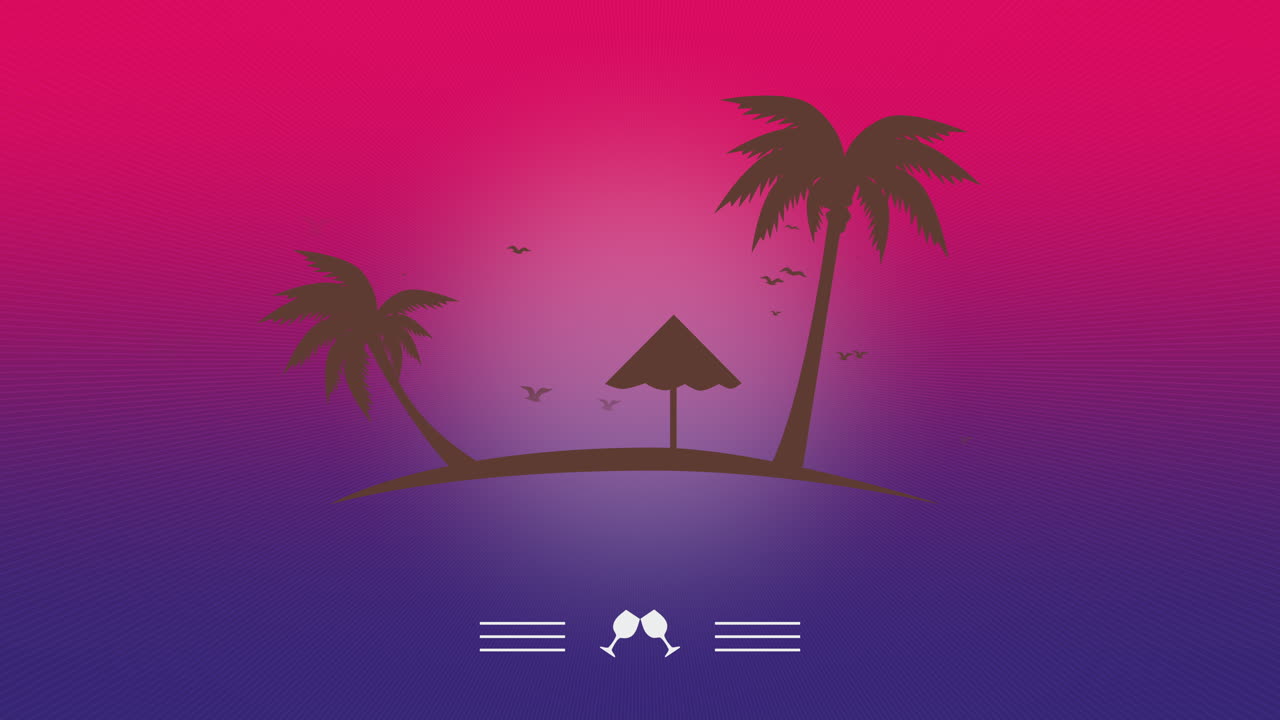 paisaje tropical de verano con palmeras y pájaros