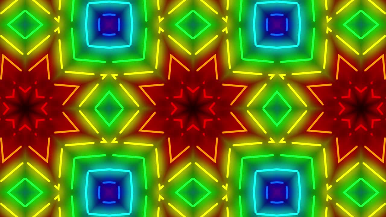 Motion graphics: animazione di illuminazione con motivo geometrico al neon