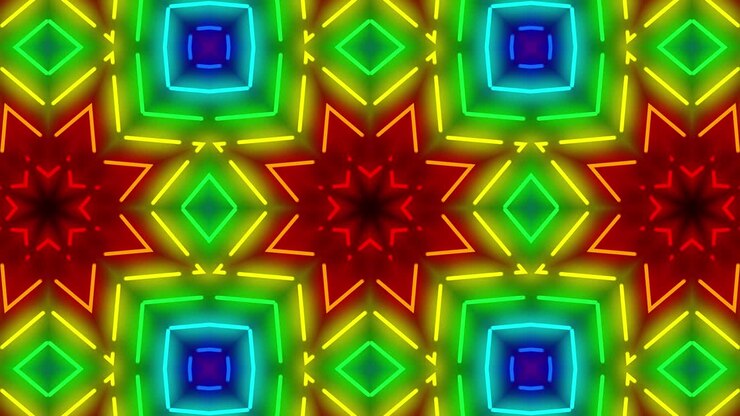 Motion graphics: animazione di illuminazione con motivo geometrico al neon