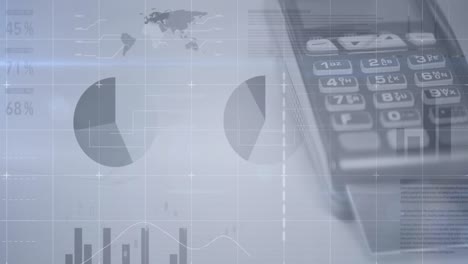 animation of financial data processing over payment terminal