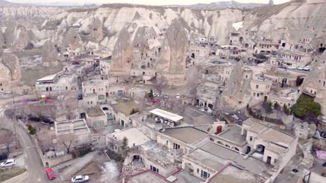 cityscape and rock landscape at goreme, cappadocia, turkey