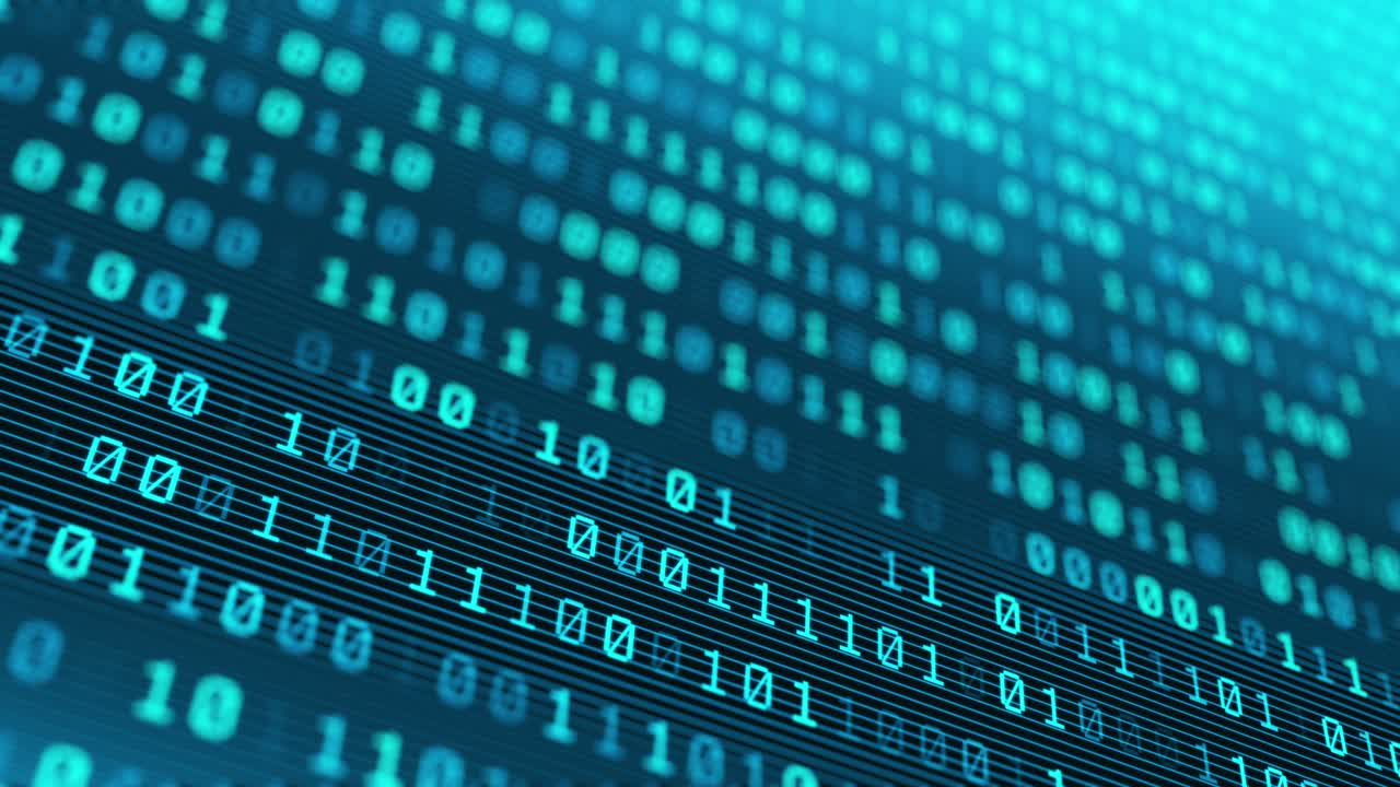 tecnología de la información código binario digital de fondo bucle sin costuras 4k