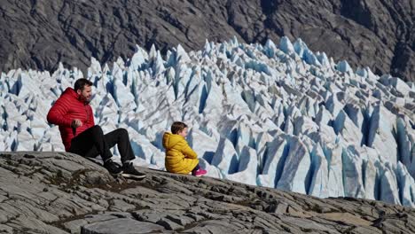 father and daughter at glacier