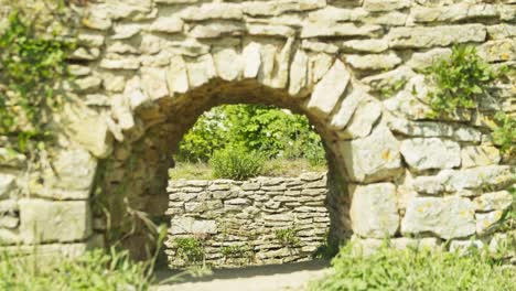 4k close up shot of small window at the ruins of st