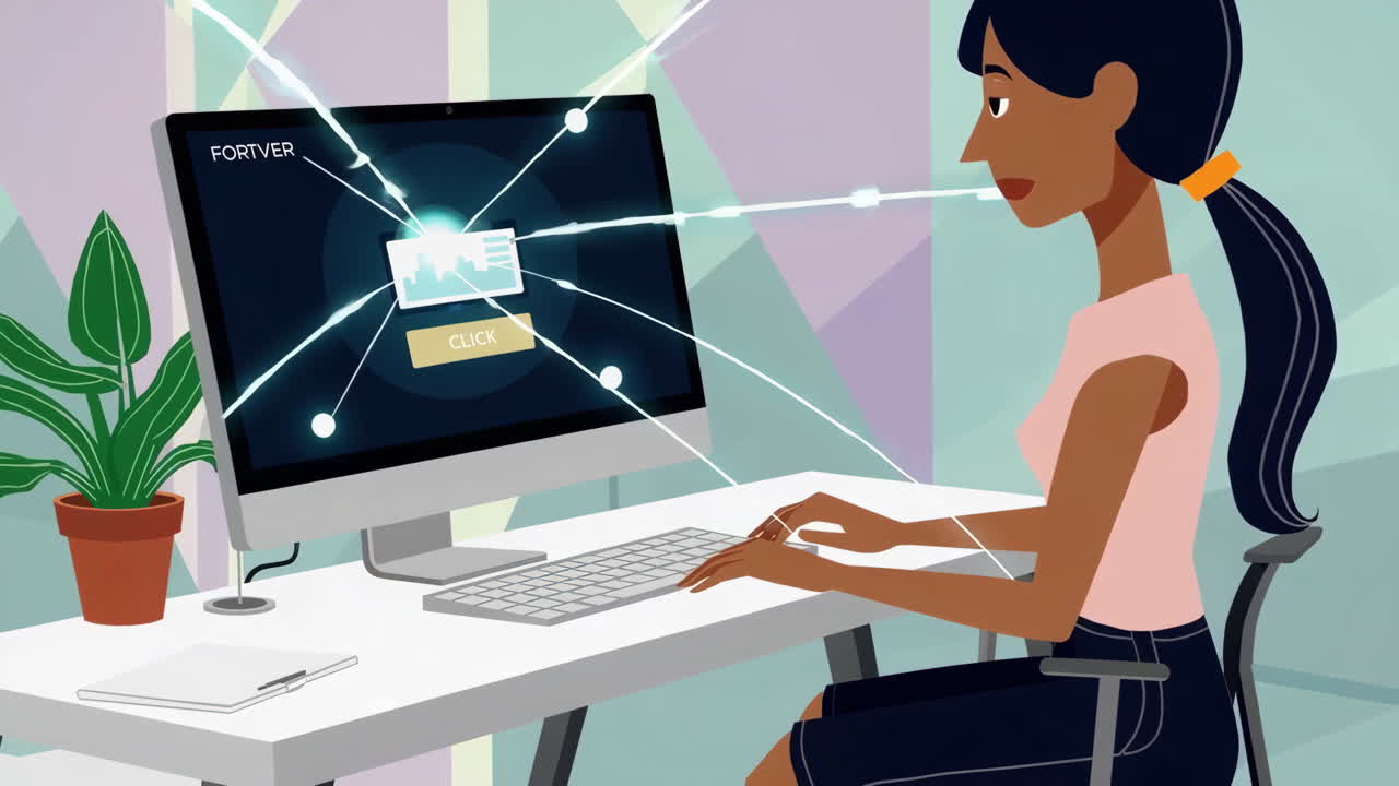 mujer trabajando en la computadora en la oficina