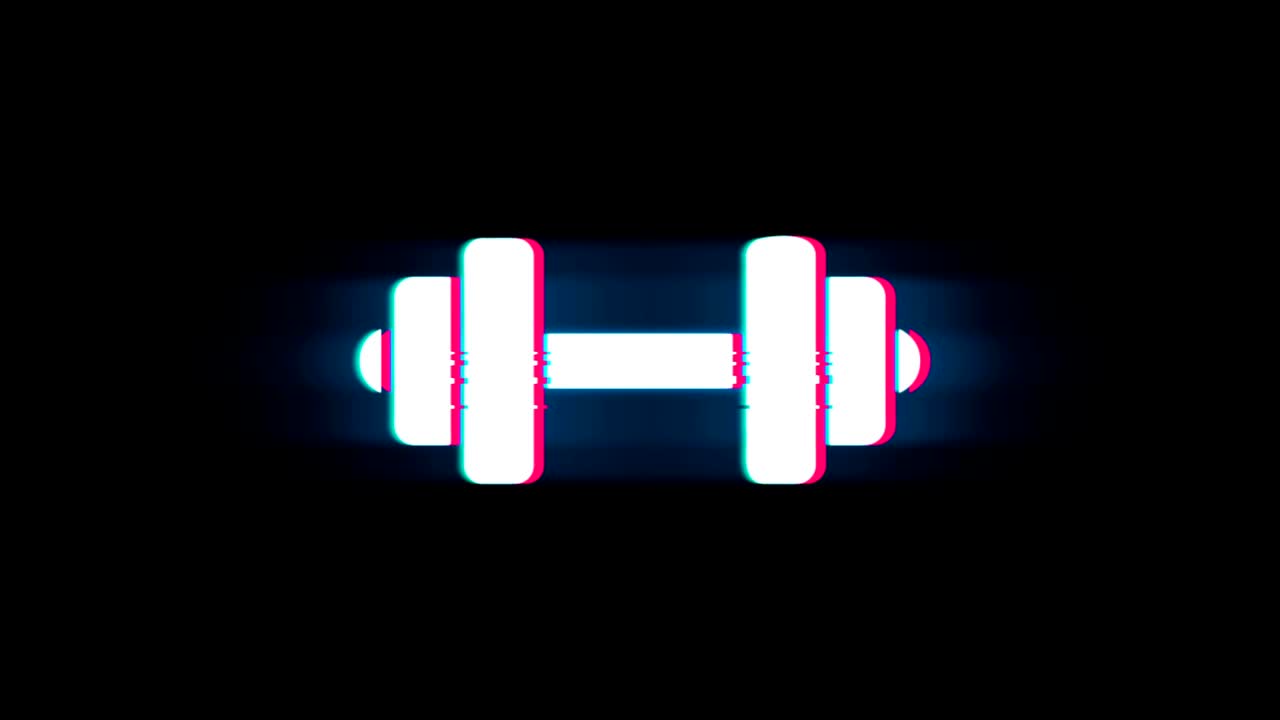 Hantelsymbol på glitch retro vintage animering