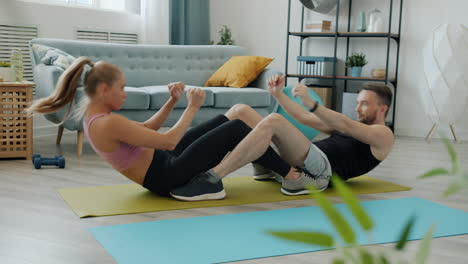 couple working out at home