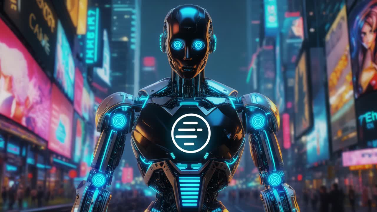 robot en un paisaje urbano futurista