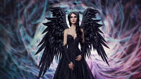 dark angel woman in a black gown