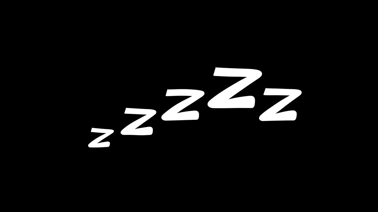 Animert Zzz-søvnsymbol på svart bakgrunn
