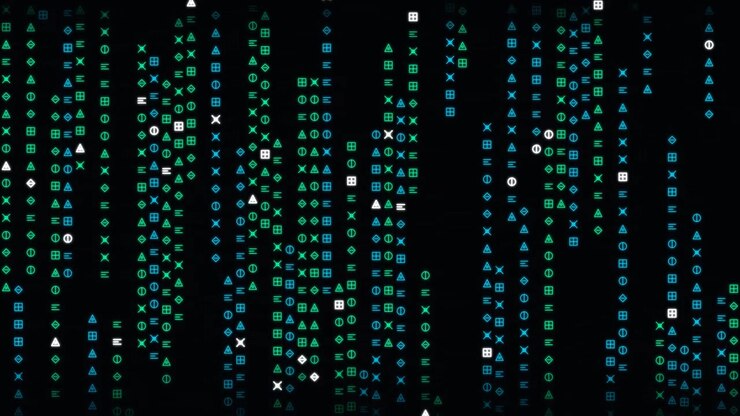 Digital Matrix Style Falling Geometric Symbols Animation