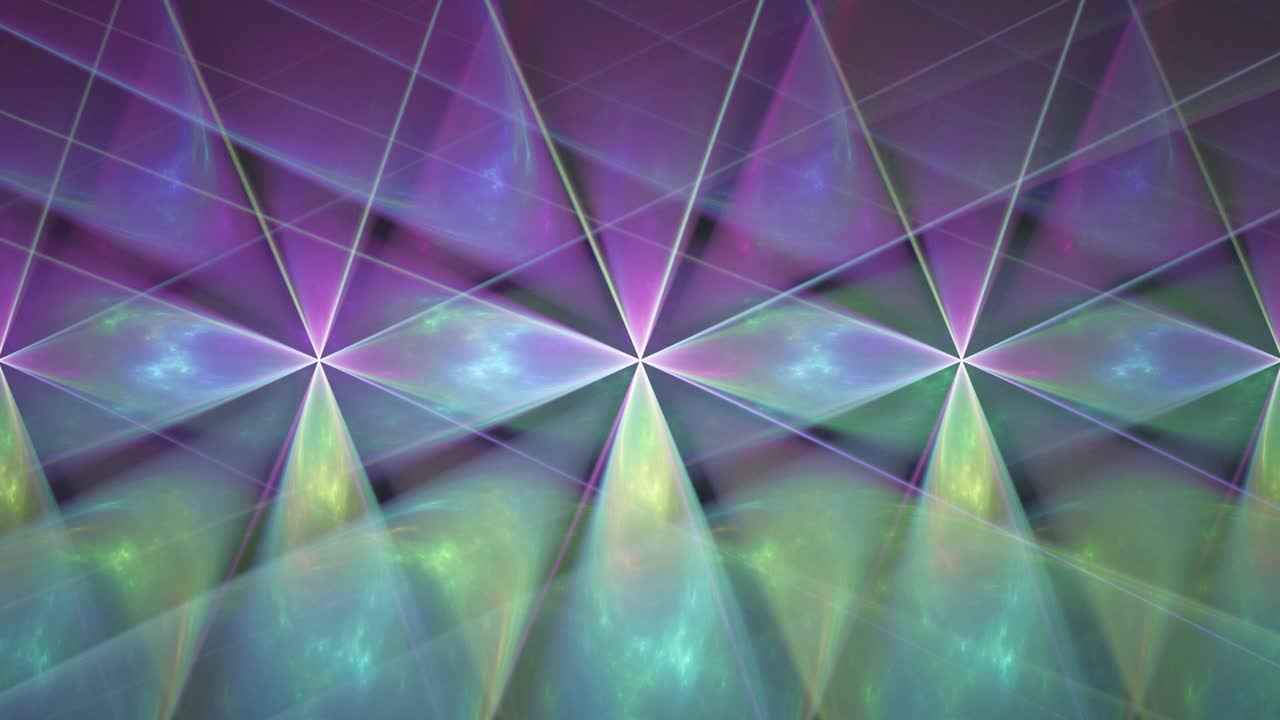 paneles de vidrio facetado de caleidoscopio de arco iris multicolor, fondo abstracto colorido en bucle sin fin