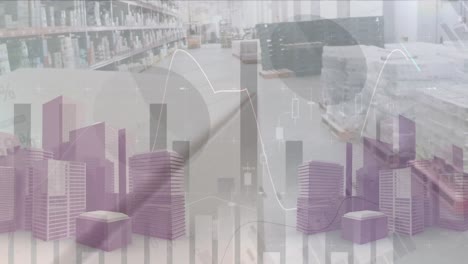 animación del procesamiento de datos sobre el almacén
