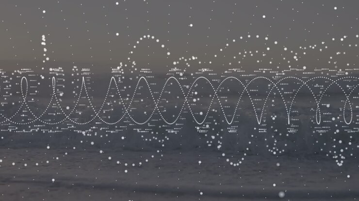 Animazione di un filamento di DNA sul mare.