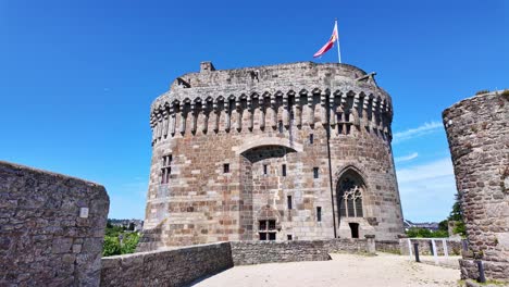 smooth approaching movement to the medieval dinan castle in daytime, dinan, france