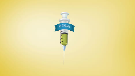 animación del texto de la vacuna contra la gripe sobre fondo amarillo