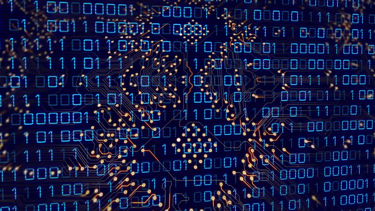 Animation of binary codes with micro processing data on digital interface